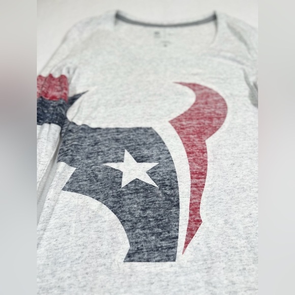 NFL Juniors White Houston Texans Team‎ Leader V-Neck Long Sleeve T-Shirt Size M - Picture 4 of 12